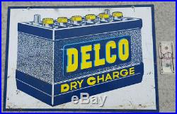 Vintage AC Delco Dry Charge Battery Sign Gas Station Oil Garage Display Man Cave