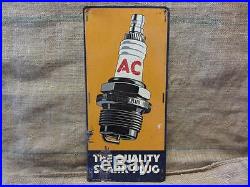 Vintage AC Spark Plug Advertising Sign Antique AC Delco Garage RARE 8883