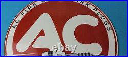 Vintage AC Spark Plugs Sign Mechanic Automotive Garage Shop Gas Pump Sign