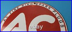 Vintage AC Spark Plugs Sign Mechanic Automotive Garage Shop Gas Pump Sign