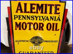 Vintage ALEMITE PENNSYLVANIA MOTOR OIL PORCELAIN ENAMEL SIGN 30 x 24 Vintage ALEMITE PENNSYLVANIA MOTOR OIL PORCELAIN ENAMEL SIGN 30 x 24