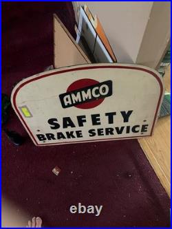 Vintage AMMCO BRAKE SERVICE GAS OIL STATION Masonite ADVERTISING SIGN