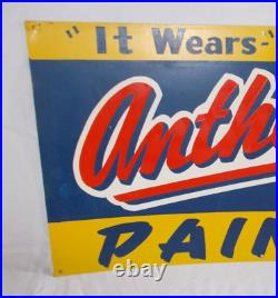 Vintage ANTHONY PAINTS Metal Sign, It Wears'N' Hides, Measures 24 X 14