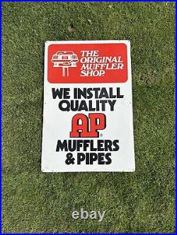 Vintage AP The Original Muffler Shop Painted Tin Advertising Sign