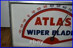 Vintage ATLAS WIPER BLADES Gas Station Advertising Thermometer SIGN