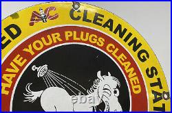 Vintage Ac Delco Spark Plugs Porcelain Sign Dealership Gas Station Motor Oil