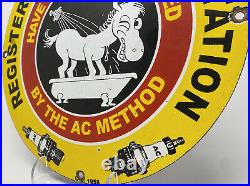 Vintage Ac Delco Spark Plugs Porcelain Sign Dealership Gas Station Motor Oil