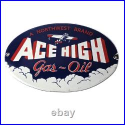 Vintage Ace High Gas Sign Gasoline Service Station Pump Porcelain Sign