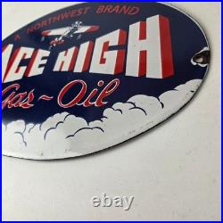 Vintage Ace High Gas Sign Gasoline Service Station Pump Porcelain Sign