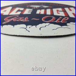 Vintage Ace High Gas Sign Gasoline Service Station Pump Porcelain Sign