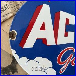 Vintage Ace High Gas-oil 8x12 Inches Porcelain Enamel Sign