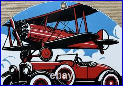 Vintage Ace High Gasoline Porcelain Sign Dealership Gas Station Plabe Motor Oil