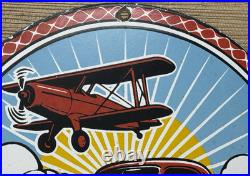 Vintage Ace High Gasoline Porcelain Sign Dealership Gas Station Plabe Motor Oil