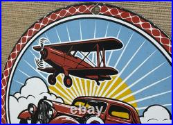 Vintage Ace High Gasoline Porcelain Sign Dealership Gas Station Plabe Motor Oil