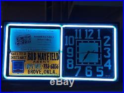Vintage Action Ad Neon Clock With Rotating Advertising