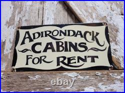 Vintage Adirondack Porcelain Sign Old Cabins For Rent Hotel Inn New York State Vintage Adirondack Porcelain Sign Old Cabins For Rent Hotel Inn New York State