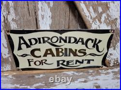 Vintage Adirondack Porcelain Sign Old Cabins For Rent Hotel Inn New York State Vintage Adirondack Porcelain Sign Old Cabins For Rent Hotel Inn New York State
