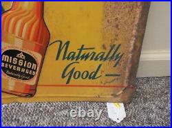 Vintage Advertising 1950's Mission Orange Tin Sign Wall Sign 652-d