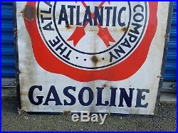 Vintage Advertising Atlantic Gasoline Porcelain Sign Large LOCAL PICKUP ONLY