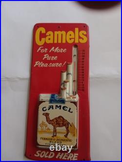 Vintage Advertising Camel Cigarette Metal Tin Sign theremometer Tobacco 13.5H 6L Vintage Advertising Camel Cigarette Metal Tin Sign theremometer Tobacco 13.5H 6L