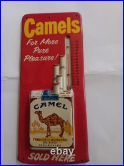 Vintage Advertising Camel Cigarette Metal Tin Sign theremometer Tobacco 13.5H 6L Vintage Advertising Camel Cigarette Metal Tin Sign theremometer Tobacco 13.5H 6L