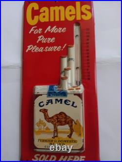 Vintage Advertising Camel Cigarette Metal Tin Sign theremometer Tobacco 13.5H 6L Vintage Advertising Camel Cigarette Metal Tin Sign theremometer Tobacco 13.5H 6L