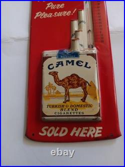 Vintage Advertising Camel Cigarette Metal Tin Sign theremometer Tobacco 13.5H 6L Vintage Advertising Camel Cigarette Metal Tin Sign theremometer Tobacco 13.5H 6L