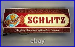 Vintage Advertising Schlitz Beer Lighted Elect Sign Works 22 X 8.5
