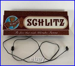 Vintage Advertising Schlitz Beer Lighted Elect Sign Works 22 X 8.5