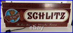Vintage Advertising Schlitz Beer Lighted Elect Sign Works 22 X 8.5