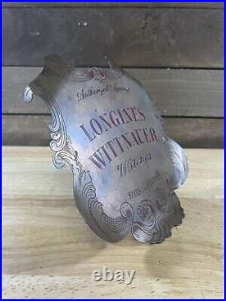 Vintage Advertising Sign For Longines & Wittnauer Brass With Kickstand