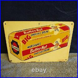 Vintage Advertising Sign- Wortham's Butter-nut Bread Sign- Stout Sign Co. Bakery
