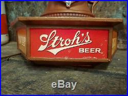 Vintage Advertising Strohs Beer Stein Bar Light On Tap Sign