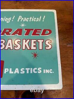 Vintage Advertising rack topper sign decorated wastebaskets by loma plastics