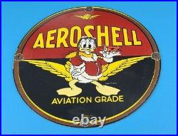Vintage Aero Shell Gasoline Porcelain Gas 12 Aviation Service Station Pump Sign