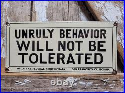 Vintage Alcatraz Porcelain Sign Rare Old Penitentiary Jail Prison San Francisco