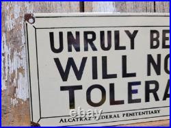 Vintage Alcatraz Porcelain Sign Rare Old Penitentiary Jail Prison San Francisco
