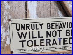 Vintage Alcatraz Porcelain Sign Rare Old Penitentiary Jail Prison San Francisco