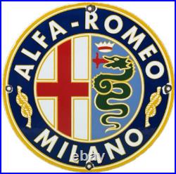 Vintage Alfa Romeo Porcelain Dealership Sign Gas Oil Fiat Giulia Stelvio Car