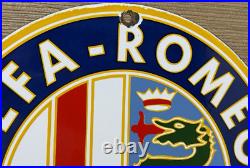 Vintage Alfa Romeo Porcelain Dealership Sign Gas Oil Fiat Giulia Stelvio Car