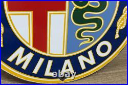 Vintage Alfa Romeo Porcelain Dealership Sign Gas Oil Fiat Giulia Stelvio Car