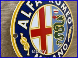 Vintage Alfa Romeo Porcelain Dealership Sign Gas Oil Fiat Giulia Stelvio Car