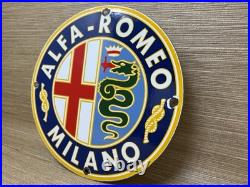 Vintage Alfa Romeo Porcelain Dealership Sign Gas Oil Fiat Giulia Stelvio Car