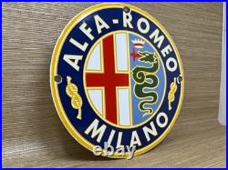Vintage Alfa Romeo Porcelain Dealership Sign Gas Oil Fiat Giulia Stelvio Car