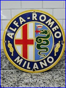 Vintage Alfa Romeo Porcelain Sign Italian Car Dealer Gas Station Oil Service