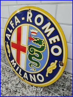 Vintage Alfa Romeo Porcelain Sign Italian Car Dealer Gas Station Oil Service