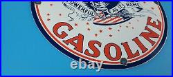Vintage American Gasoline Porcelain Gas Motor Oil Service Station Pump Sign
