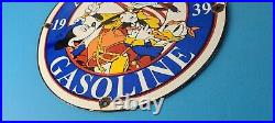 Vintage American Gasoline Porcelain Goofy Walt Disney Gas Service Pump Sign