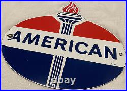 Vintage American Gasoline Porcelain Sign Service Station Standard Oil Torch Gas