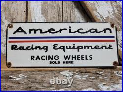 Vintage American Racing Equipment Porcelain Sign Sport Automobile Car Wheels USA